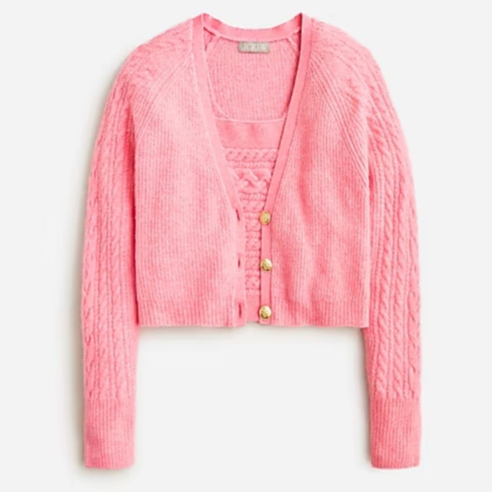 Jcrew Supersoft cropped cable-knit sweater-tank set XS - Picture 2 of 6